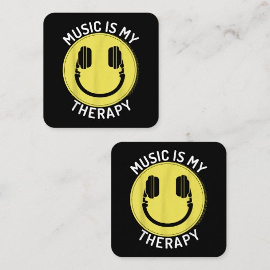 Muziek is mijn therapie muziekliefhebber vierkante visitekaartje (Voorkant / Achterkant)