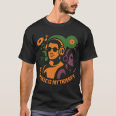 Muziek is mijn therapie - Retro Hoofdtelefoon Trio T-shirt (Voorkant)
