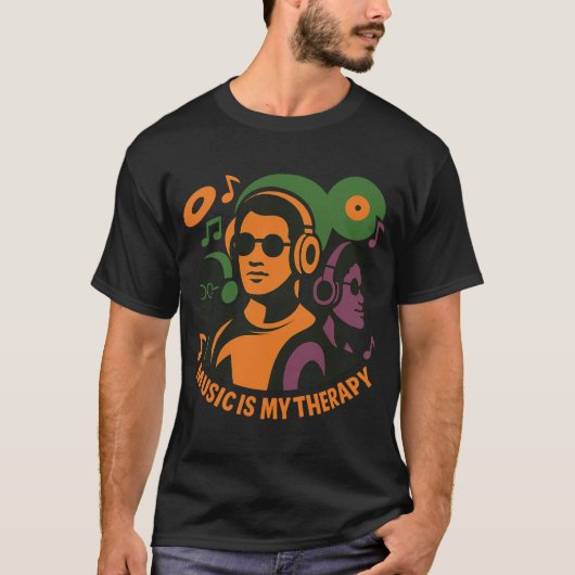 Muziek is mijn therapie - Retro Hoofdtelefoon Trio T-shirt