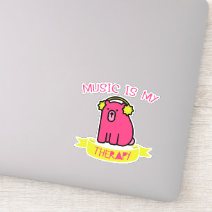 Muziek is mijn Therapie Schattige Beer Vinyl Sticker