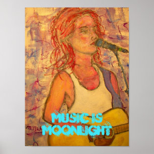 muziek is moonlight kunst poster