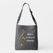 Muziek is Universal Gold Silver Clef Symbol Musica Crossbody Tas (Achterkant)