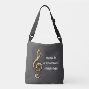 Muziek is Universal Gold Silver Clef Symbol Musica Crossbody Tas