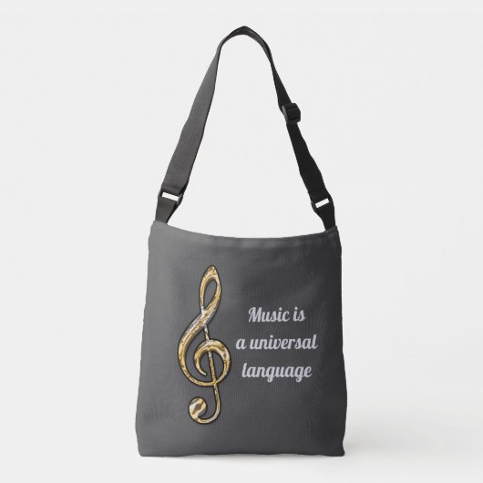 Muziek is Universal Gold Silver Clef Symbol Musica Crossbody Tas (Voorkant)