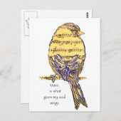 Muziek is wat mijn ziel vleugels geeft Vogel Briefkaart (Voorkant / Achterkant)