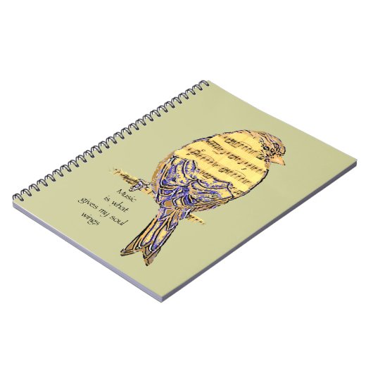 Muziek is wat mijn ziel vleugels geeft Vogel Notitieboek (Linkerzijde)