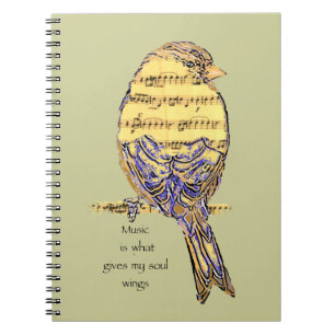 Muziek is wat mijn ziel vleugels geeft Vogel Notitieboek
