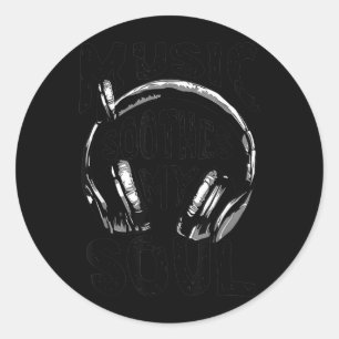 Muziek Kalmeert Ziel Vintage Hoofdtelefoon Muziek  Ronde Sticker