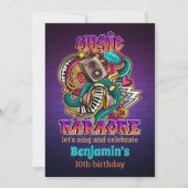 Muziek Karaoke graffiti stijl Birthday Uitnodiging (Voorkant)