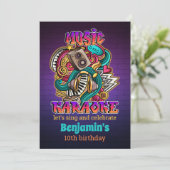 Muziek Karaoke graffiti stijl Birthday Uitnodiging (Staand voorkant)
