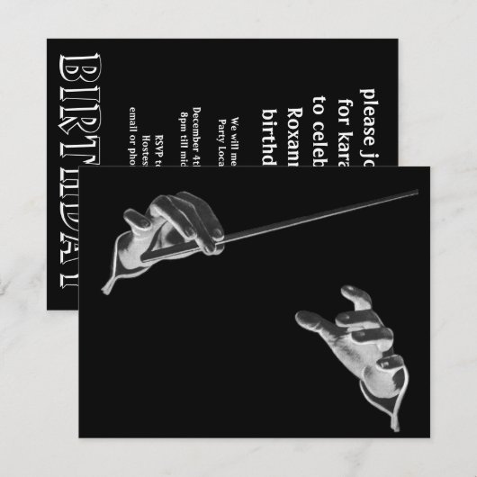  muziek, Karaoke verjaardagsfeest uitnodiging (Voorkant / Achterkant)