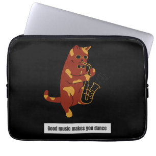 Muziek kat saxofoon laptop sleeve