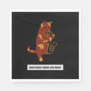 Muziek kat saxofoon servet
