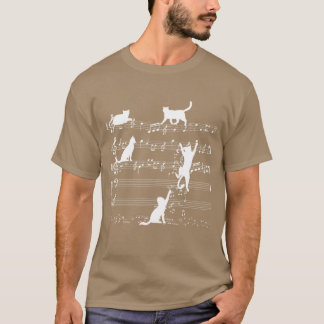 Muziek Kat Spelend Op Muzieknoten Muzikant v T-shirt