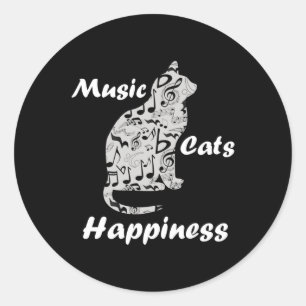 Muziek Katten Geluk - Muzikant Lover Quote Ronde Sticker