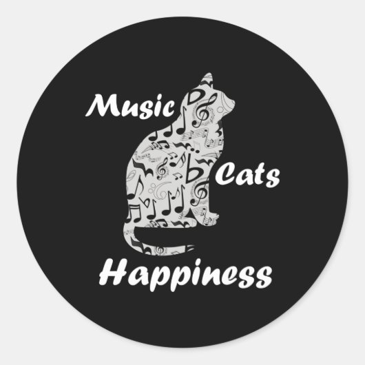 Muziek Katten Geluk - Muzikant Lover Quote Ronde Sticker (Voorkant)