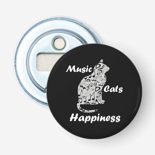 Muziek Katten Geluk - Muzikant Minnaar Citaat Button Flesopener