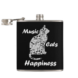 Muziek Katten Geluk - Muzikant Minnaar Citaat Heupfles
