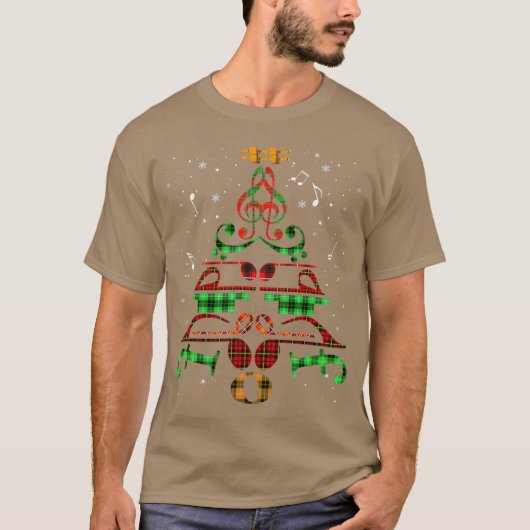 Muziek Kerst Muziek Notesreble Clef Decor vr T-shirt (Voorkant)