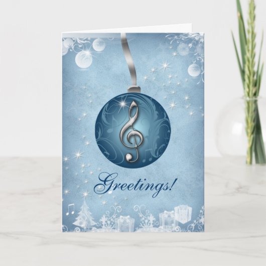 Muziek Kerst Wenskaart IJsblauw Feestdagen Kaart (Voorkant)