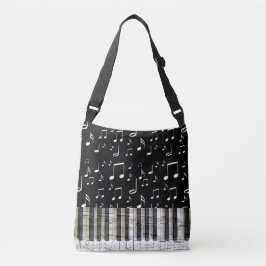 Muziek keyboard piano zwart-wit crossbody tas
