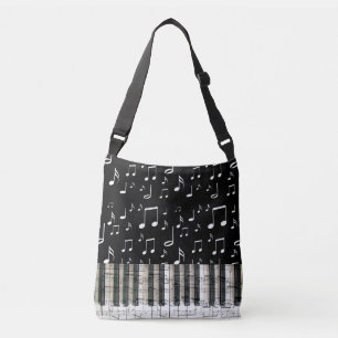 Muziek keyboard piano zwart-wit crossbody tas
