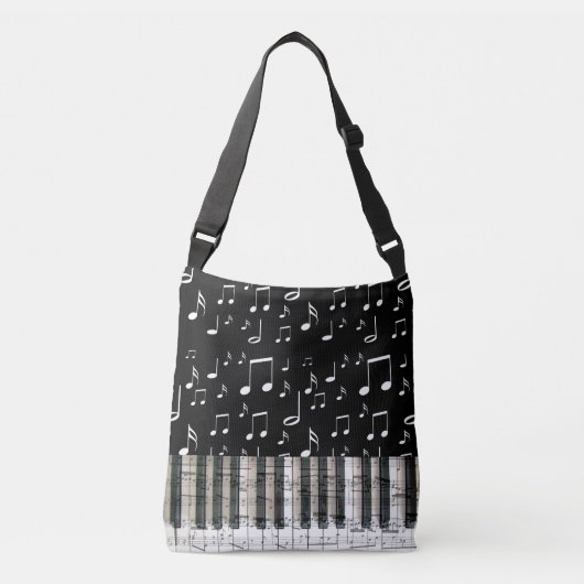 Muziek keyboard piano zwart-wit crossbody tas (Voorkant)