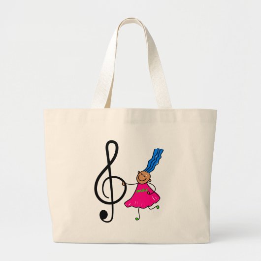 Muziek Kind Grote Tote Bag (Voorkant)