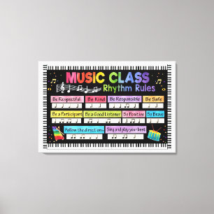 Muziek Klaslokaal Poster Muziek Klasse Ritme Regel Canvas Afdruk