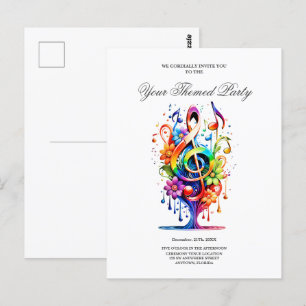 Muziek, kleurrijke sleutel briefkaart