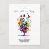 Muziek, kleurrijke sleutel briefkaart (Voorkant)