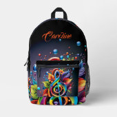 Muziek, kleurrijke sleutel met bladeren. bedrukte rugzak (Voorkant)