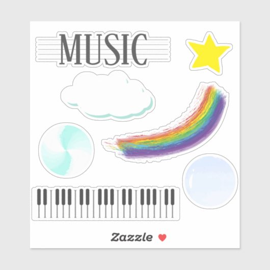 Muziek kleurrijke Sticker (Vel)