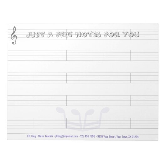 Muziek Koning 11" x 8.5" Notitieblok (Voorkant)