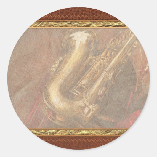 Muziek - Koper - Saxofoon Ronde Sticker (Voorkant)