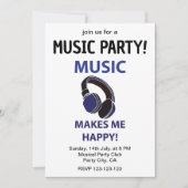 Muziek Koptelefoon Muziek Maakt Me Gelukkig Muziek Kaart (Voorkant)