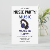 Muziek Koptelefoon Muziek Maakt Me Gelukkig Muziek Kaart (Staand voorkant)