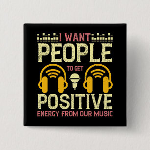 Muziek Krijg positieve energie van onze muziek Vierkante Button 5,1 Cm