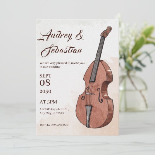 Muziek kunst bruiloft kaart (Staand voorkant)