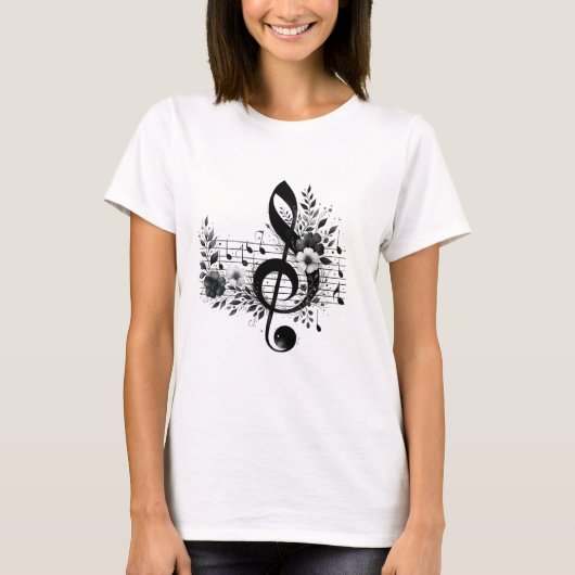 Muziek Kunst Vrouwen T-shirt Design (Voorkant)