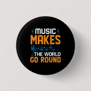 Muziek laat de Wereld Rondgaan Ronde Button 3,2 Cm