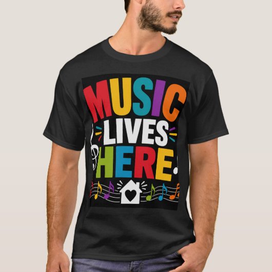 Muziek Leeft Hier T-shirt (Voorkant)