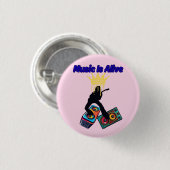 Muziek Leeft Ronde Button 3,2 Cm (Voorkant /achterkant)