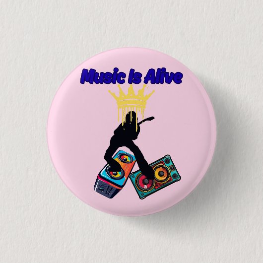 Muziek Leeft Ronde Button 3,2 Cm (Voorkant)