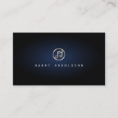 Muziek Leraar Elegant Goud Muziek NoteIcon BlueGlo Visitekaartje (Voorkant)