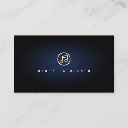 Muziek Leraar Elegant Goud Muziek NoteIcon BlueGlo Visitekaartje (Voorkant)