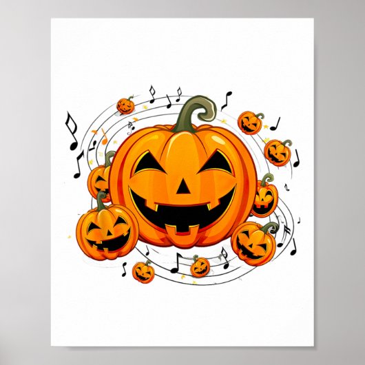 Muziek Leraar Halloween Herfst Pompoen Poster (Voorkant)