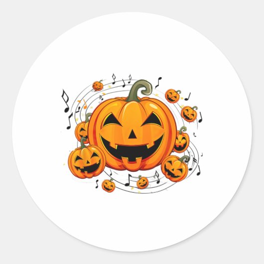 Muziek Leraar Halloween Herfst Pompoen Ronde Sticker (Voorkant)