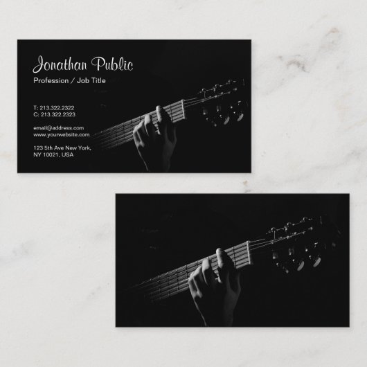 Muziek Leraar Instructeur Gitaarlessen Sjabloon Visitekaartje (Voorkant / Achterkant)