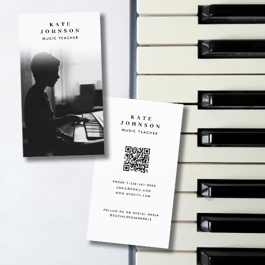 Muziek Leraar Muzikant Foto Sociale Media QR Code Visitekaartje